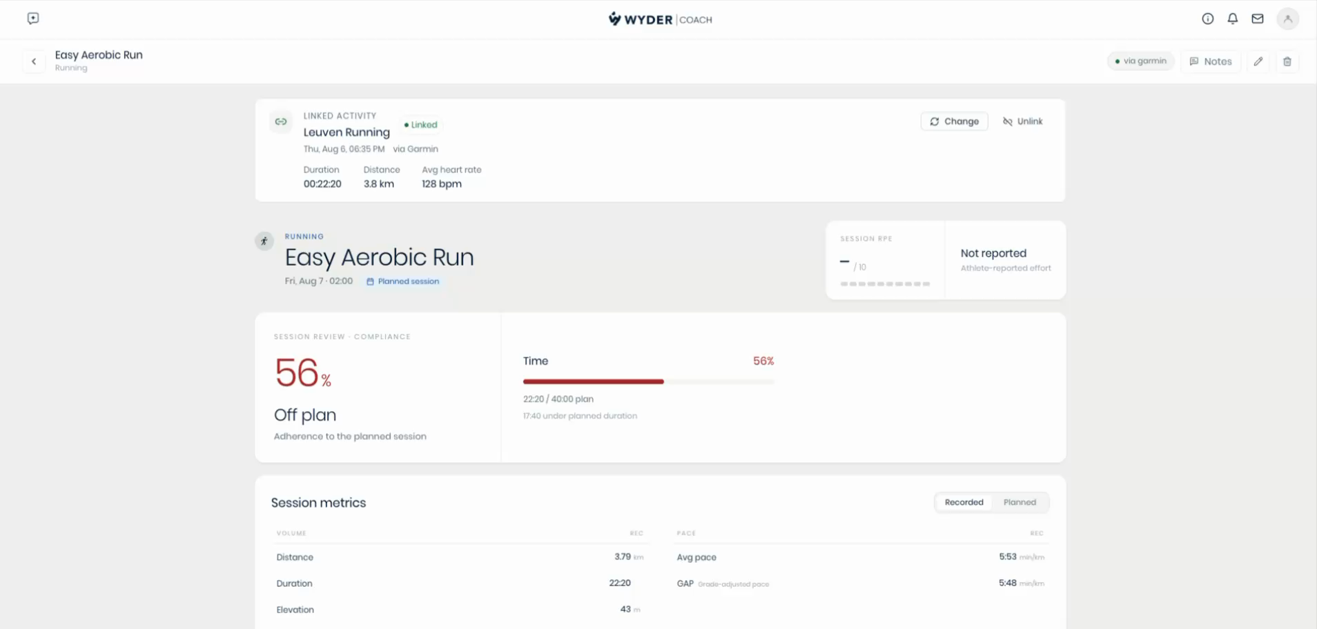 Opening the Linked Activity panel and using its relink dialog to unlink a mismatched activity and link the correct one